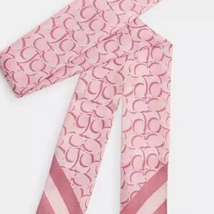 Coach Powder Pink Scarf Signature Silk Skinny Scarf Tickled Pink NWT